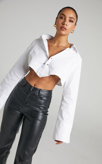 BY DYLN - NOA CROPPED SHIRT in White