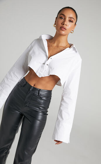 BY DYLN - NOA CROPPED SHIRT in White