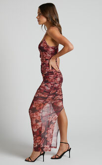 Runaway The Label - Sacha Midaxi Dress in Wine Floral