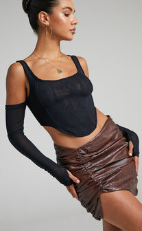 BY DYLN - ADDY SKIRT in Chocolate