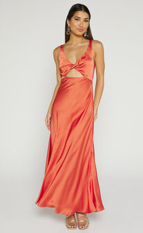 Eve Midaxi Dress - V Neck Twist Front Dress in Copper