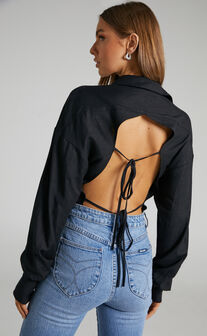 Lioness - Horizon Backless Shirt in Black