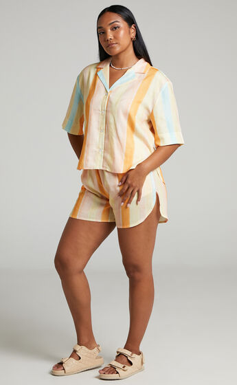 Ehliza Button Shirt and Shorts Two Piece Set in Multi
