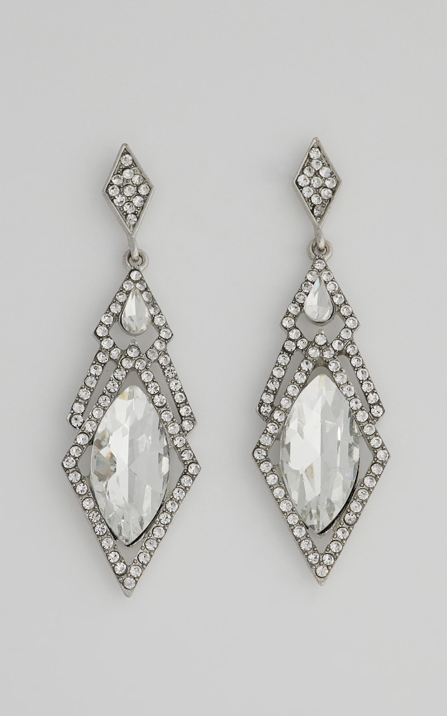 Gillian Drop Rhinestone Earrings in Silver - NoSize, SLV1, super-hi-res image number null