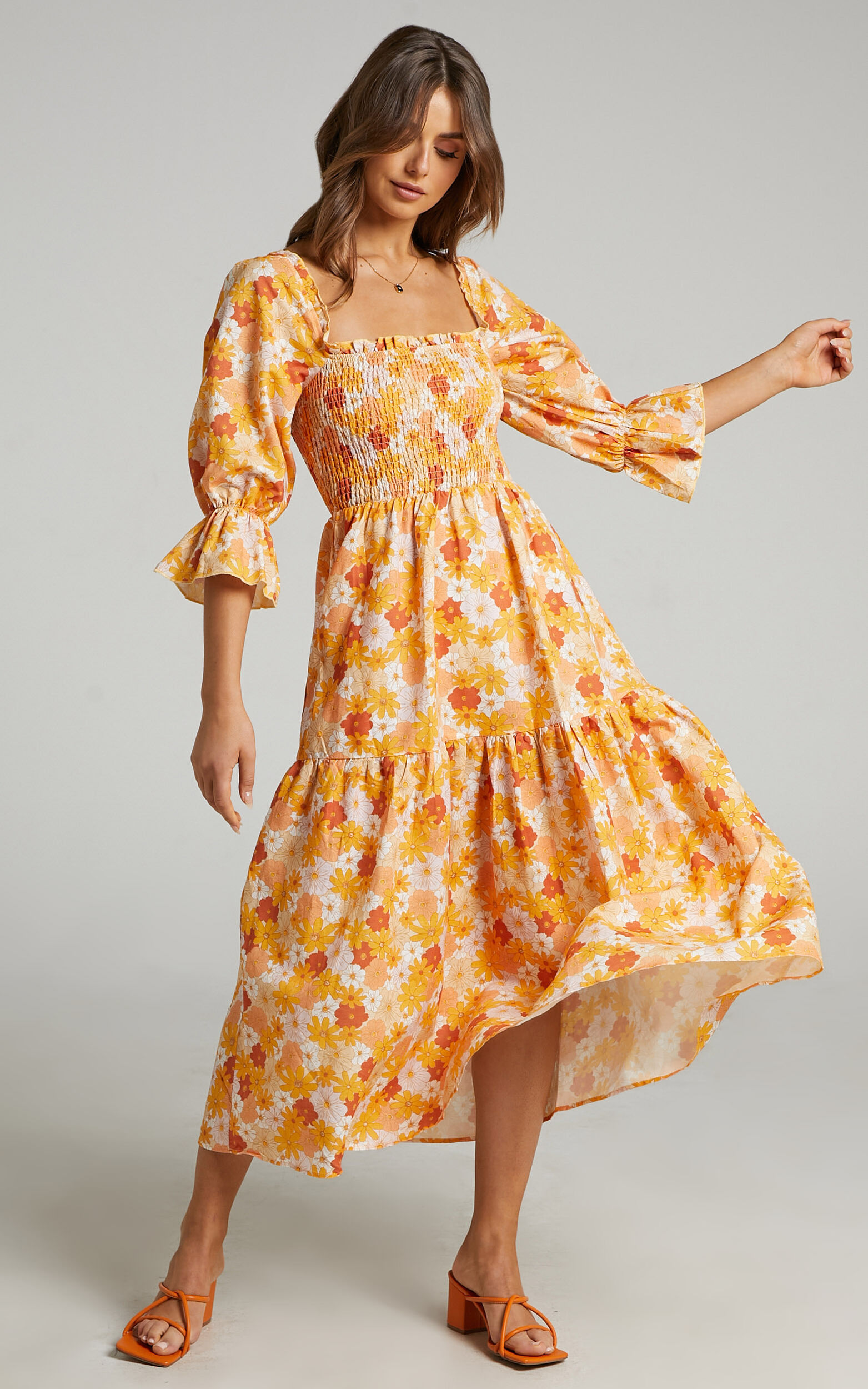 Charlie Holiday - Amber Dress in Seventies Floral - L, MLT1, super-hi-res image number null