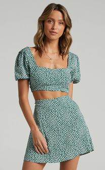 Are You Up To It Two Piece Set in Green Floral