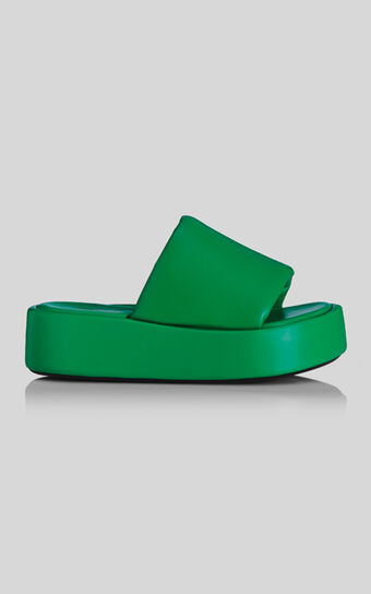 Alias Mae - Andi Slides in Highlighter Green Leather