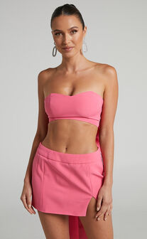 Shaima Top - Strapless Bow Back Crop Top in Pink