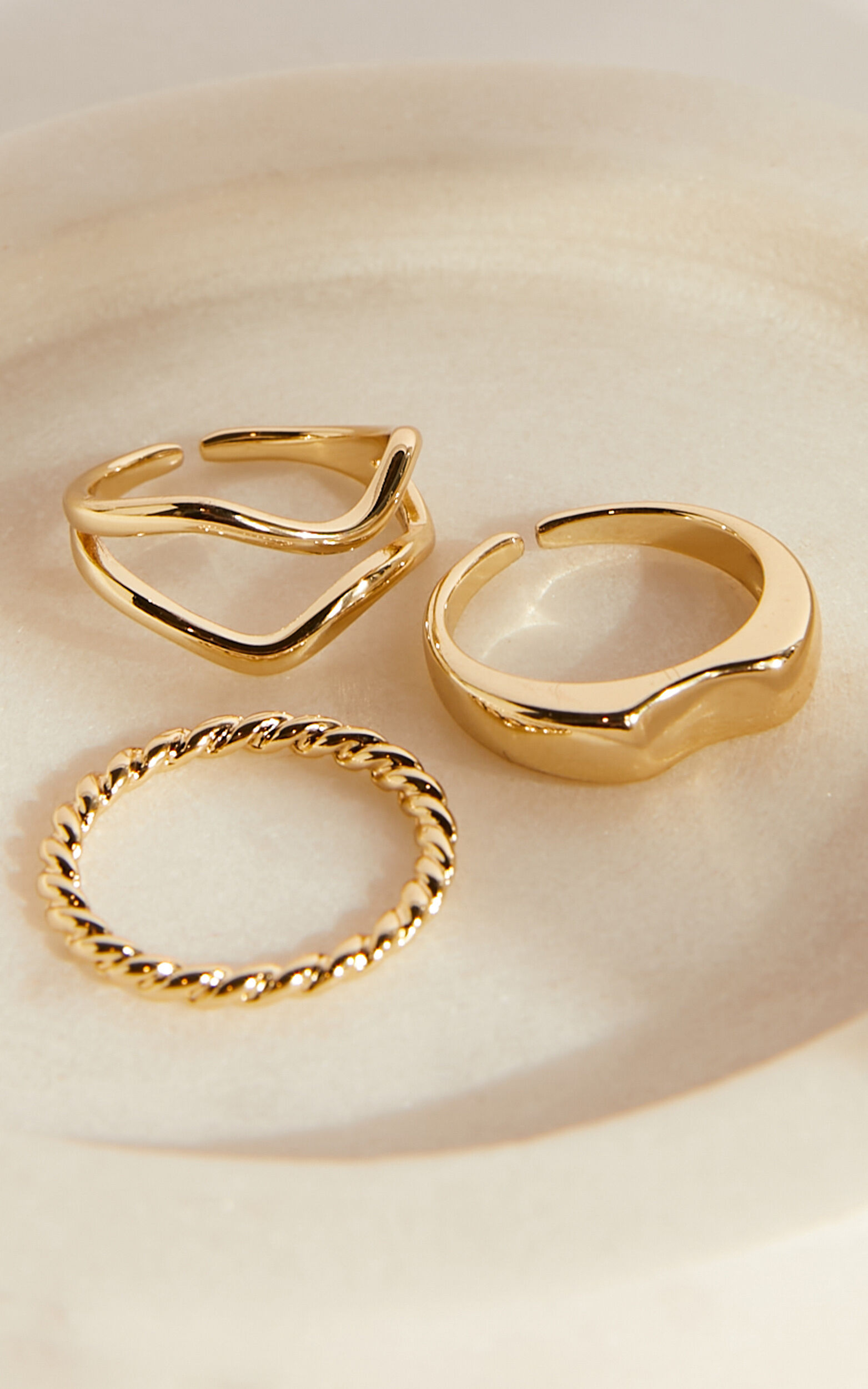 Florice 3 Pack Ring Set in Gold