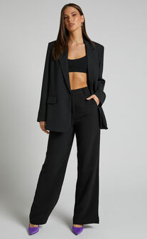 Bonnie Pants - High Waisted Tailored Wide Leg Pants in Black