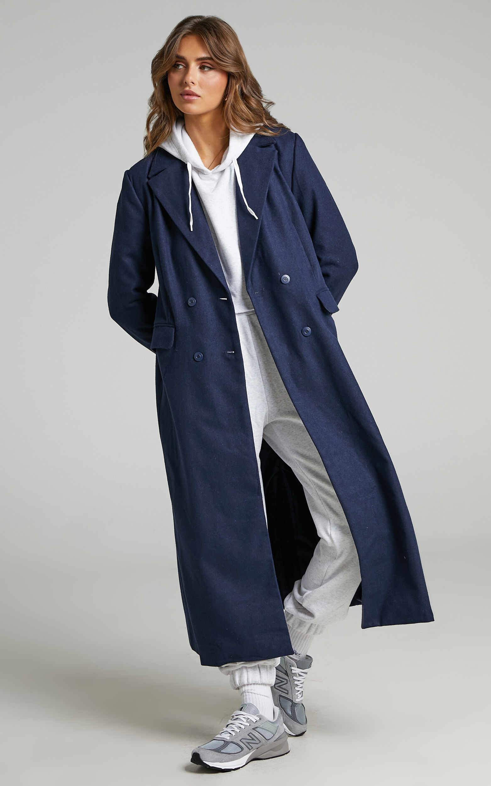 Lizah Button Up Trench Coat in Navy - 06, NVY1, super-hi-res image number null