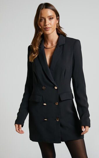 Nathany Double Breasted Blazer Mini Dress in Black