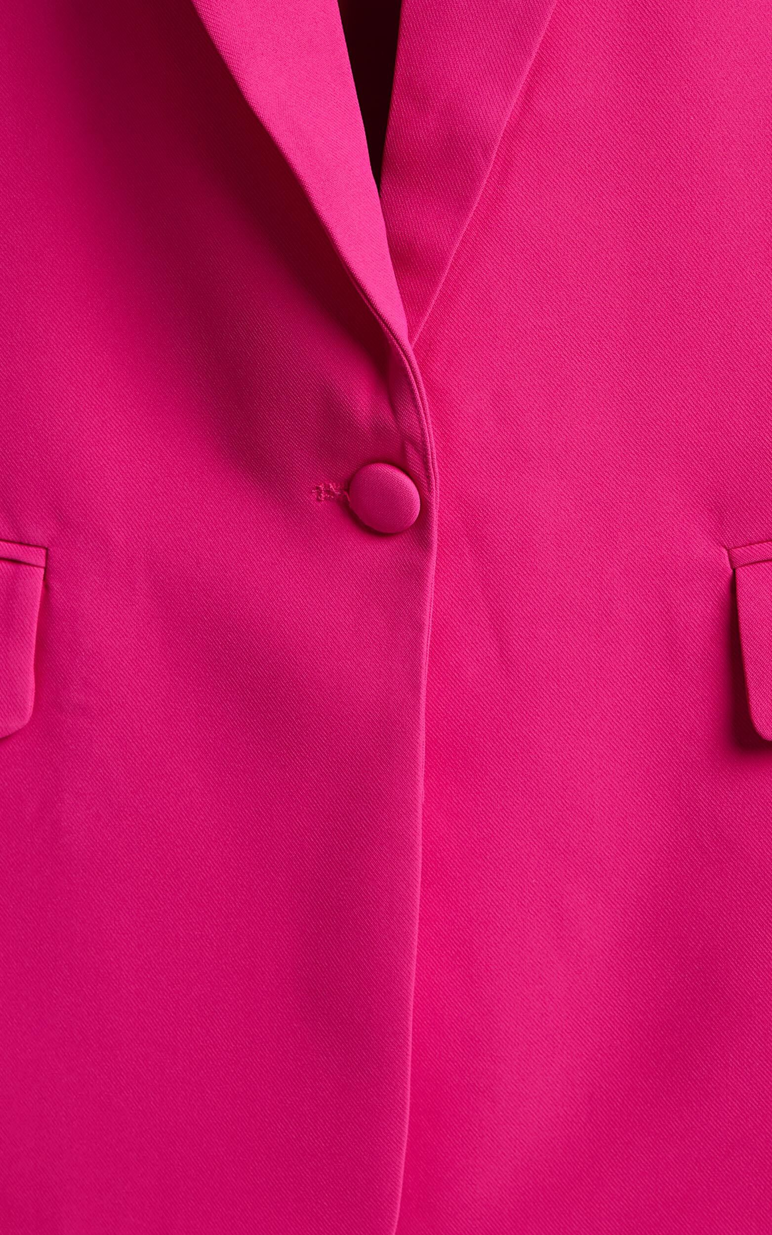 Michelle Oversized Plunge Neck Button Up Blazer in Pink | Showpo