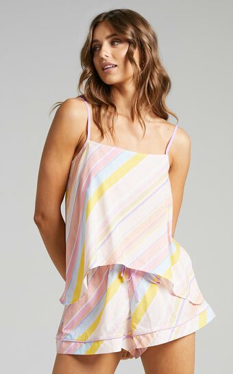 Freyda Cotton Voile Sleep Cami And Shorts in Multi