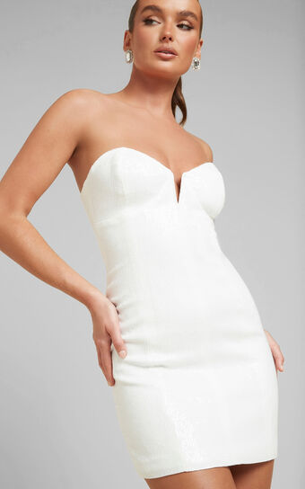 Runaway The Label - Nikki Mini Dress in White Sequin