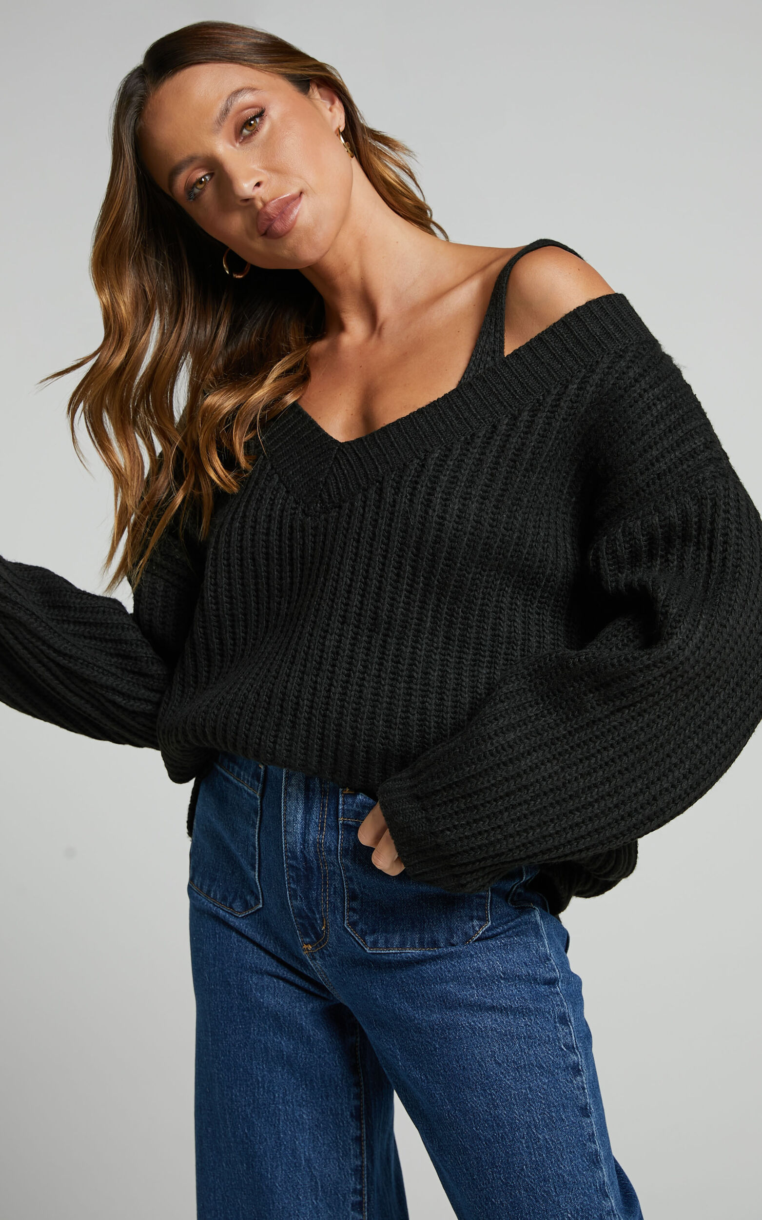 4th & Reckless -Tiana Double Layer Jumper in Black | Showpo