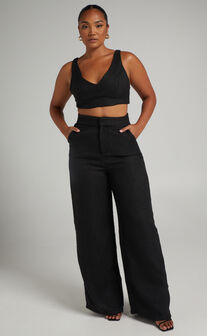 Adelaide Two Piece Wide Leg Set in Black