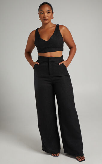 Adelaide Two Piece Wide Leg Set in Black