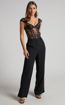 Bonnie Tailored Wide Leg Pants in Black