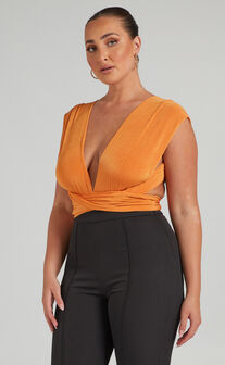 Kimbaa Slinky Multi tie bodysuit in Orange