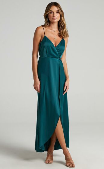 Mine Would Be You Dress in Emerald Satin
