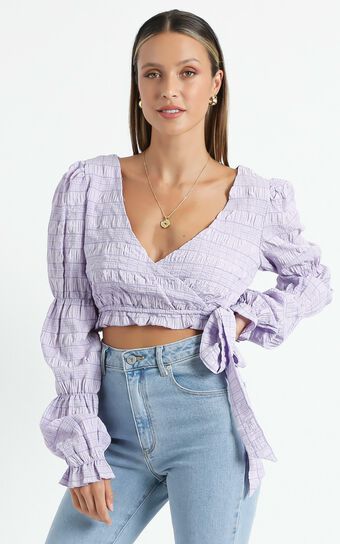 Sigfrid Top in Lilac Check