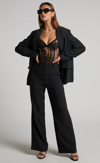 Bonnie High Waisted Tailored Wide Leg Pants in Black