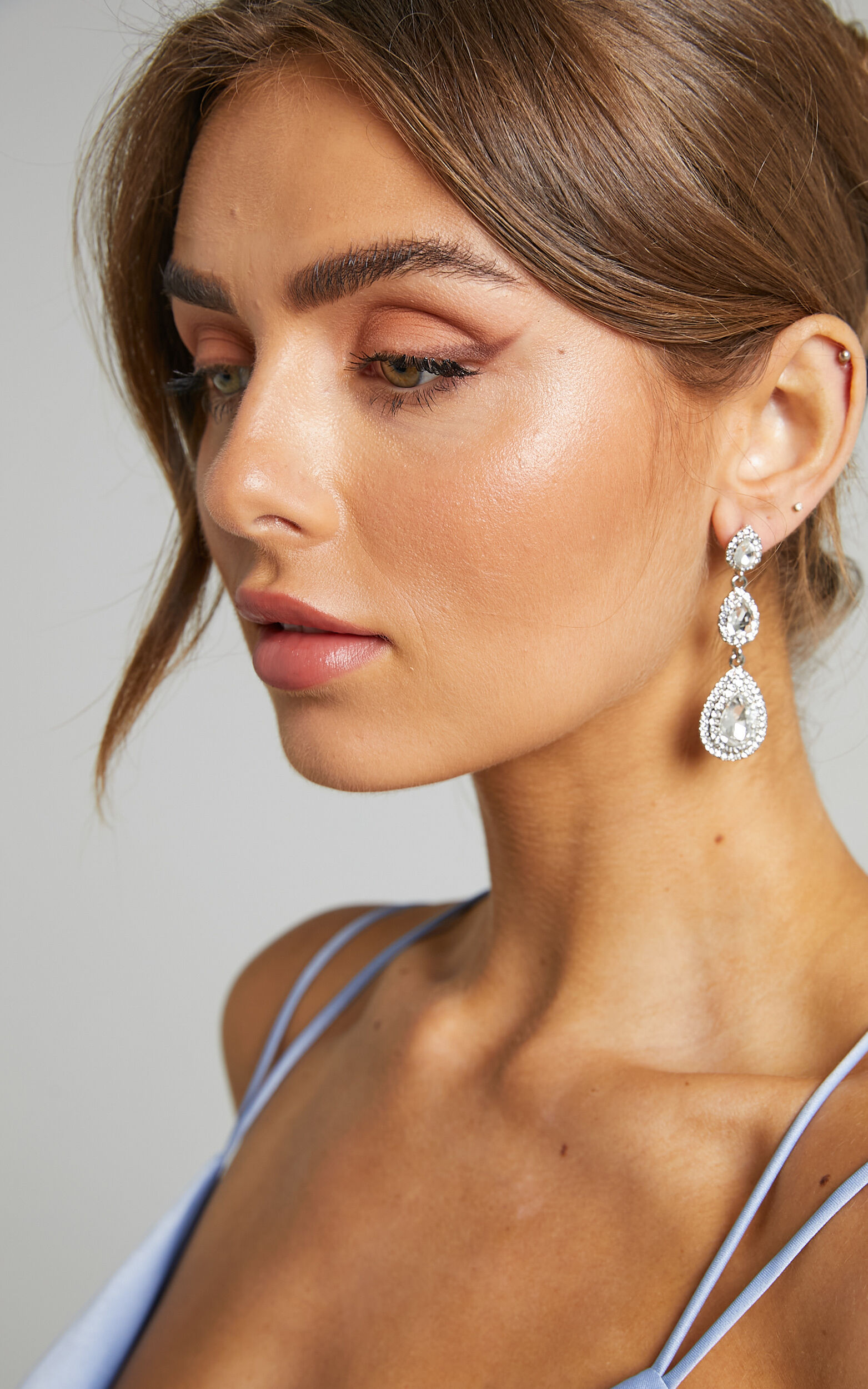 Gemmah Drop Rhinestone Earrings in Silver - NoSize, SLV1, super-hi-res image number null