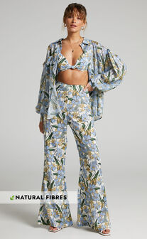 Amalie The Label - Laria Kick Out Flared Leg Pants in Iris Floral