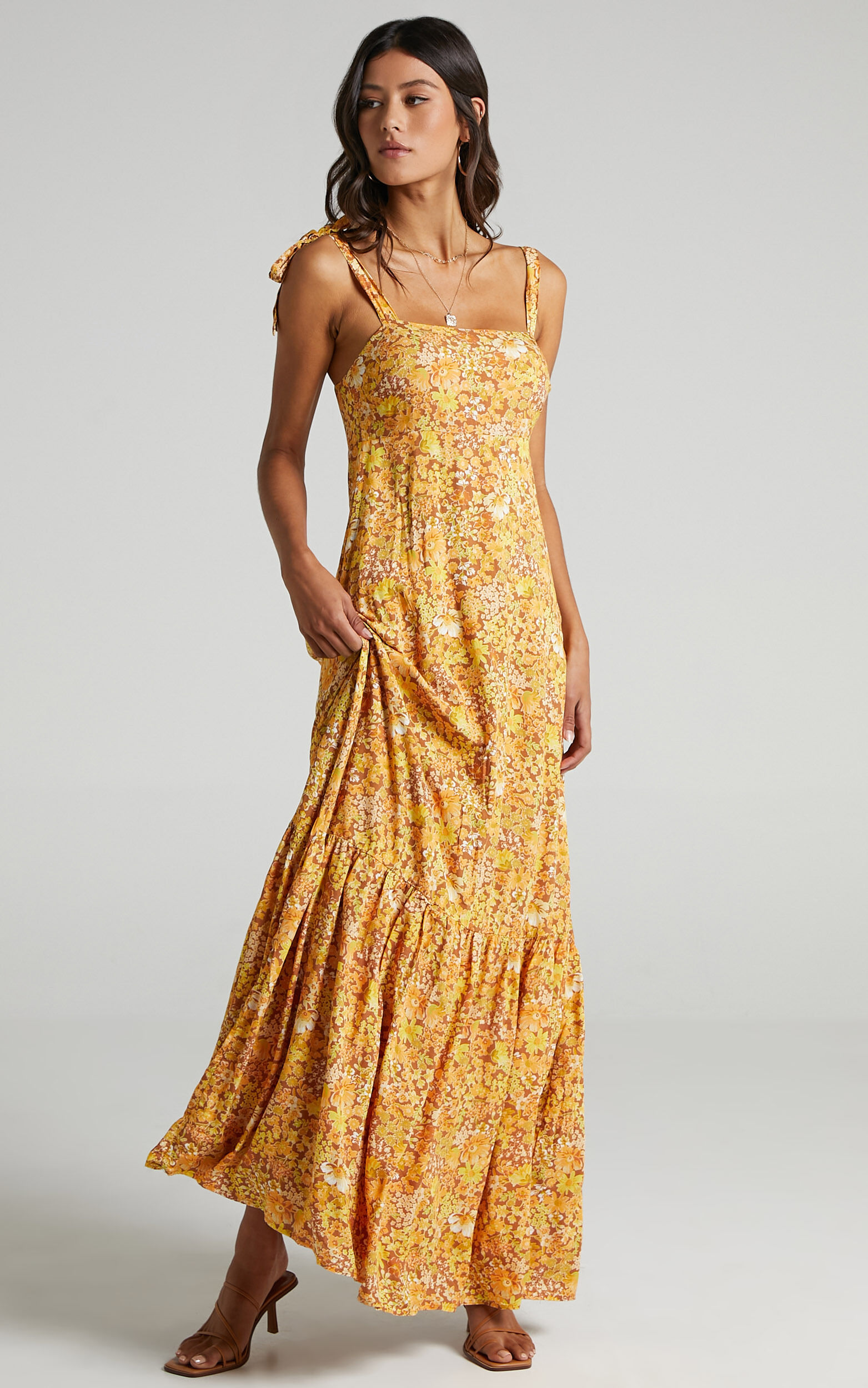 Honor Dress in Rustic Floral - 6 (XS), Mustard, super-hi-res image number null