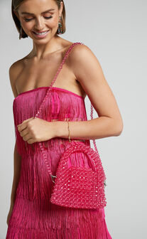 Jaynee Beaded Bag in Hot Pink