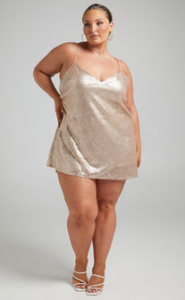 Nights In Vegas Dress in Champagne Sequin