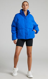 Candice Oversized Puffer Jacket in Cobalt