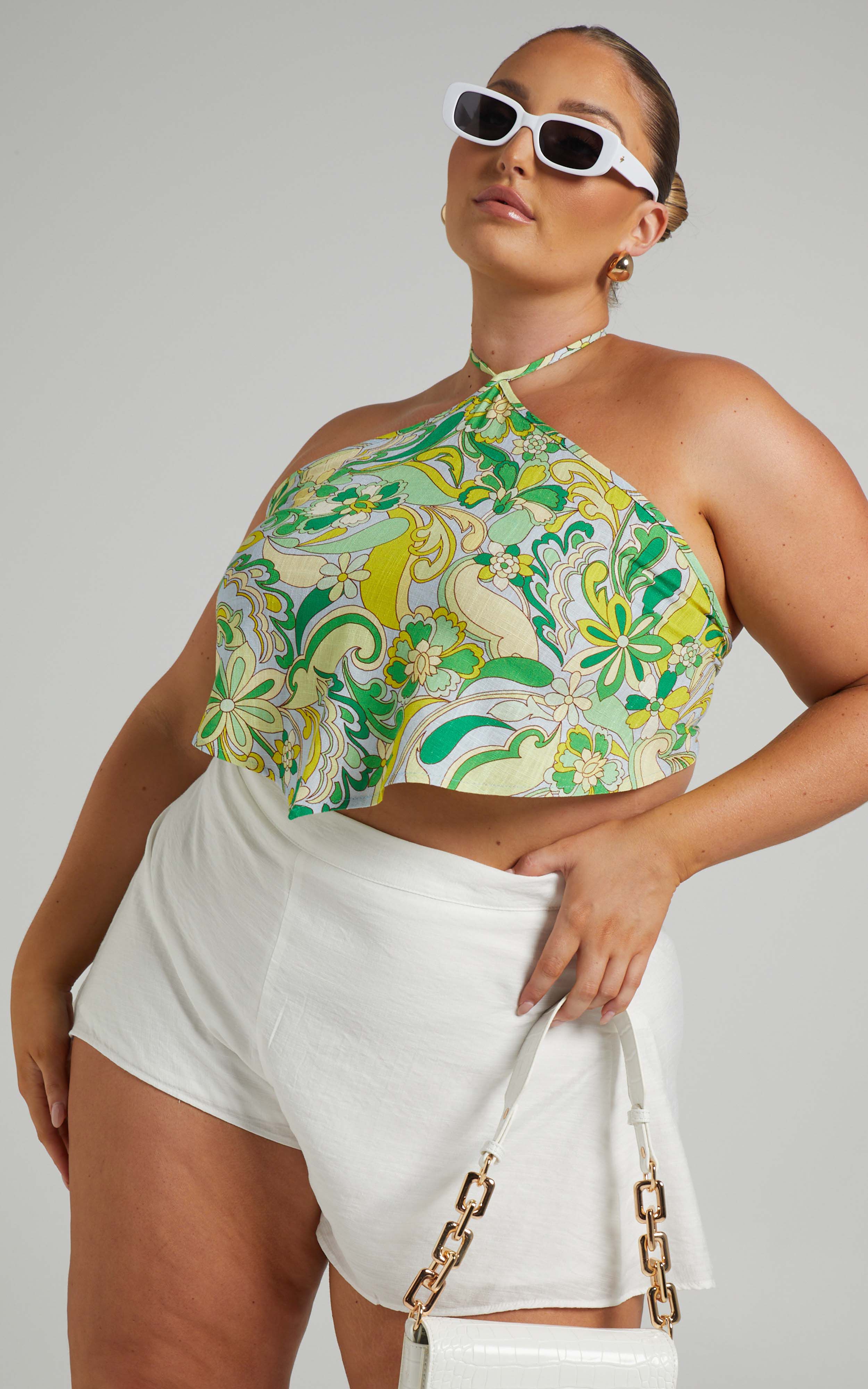Elora Diamond Halter Cropped Top in California Dreamin - 06, MLT1, super-hi-res image number null