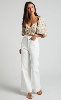 Amalie The Label -  Desi Jeans High Waisted Wide Leg Full Length in Off White