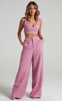 Adelaide Two Piece Wide Leg Set in Pink