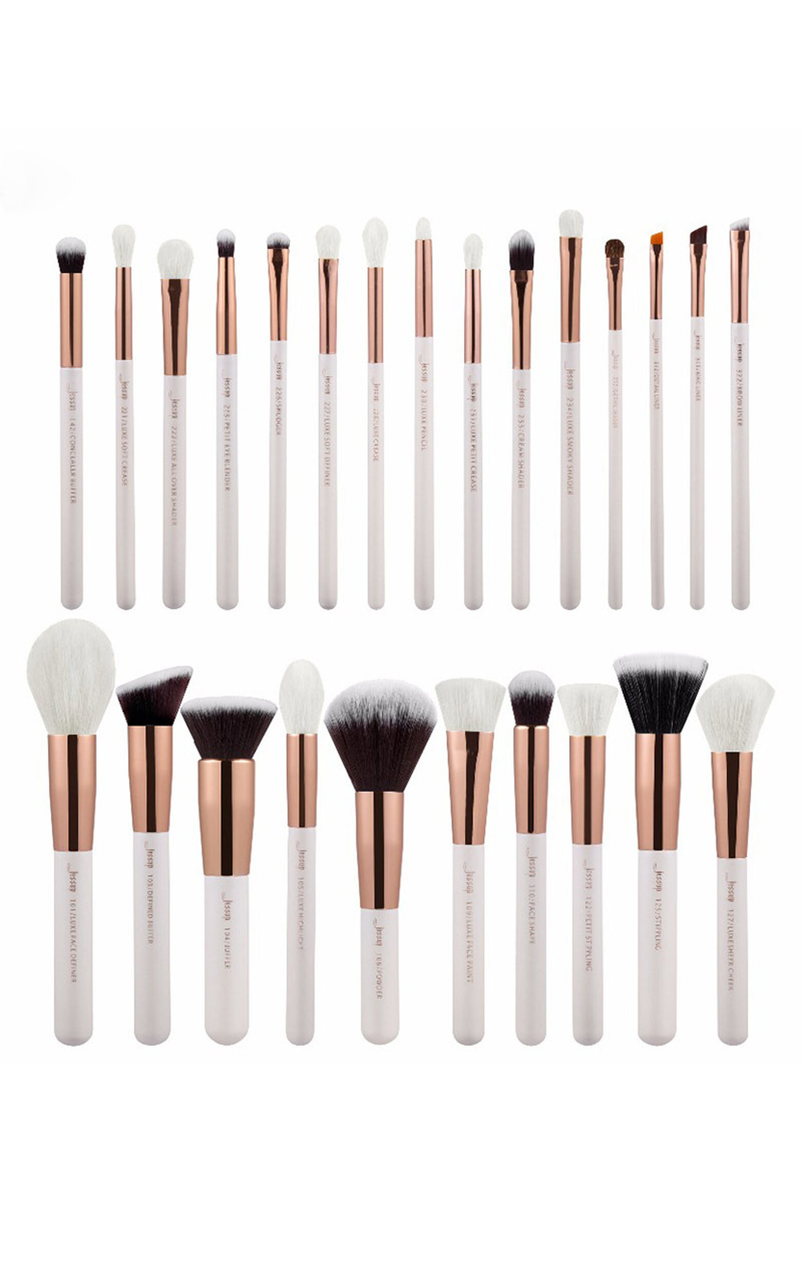 Makeup brush set in white and rose gold - 25 pc, WHT1