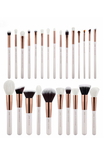 Makeup brush set in white and rose gold - 25 pc