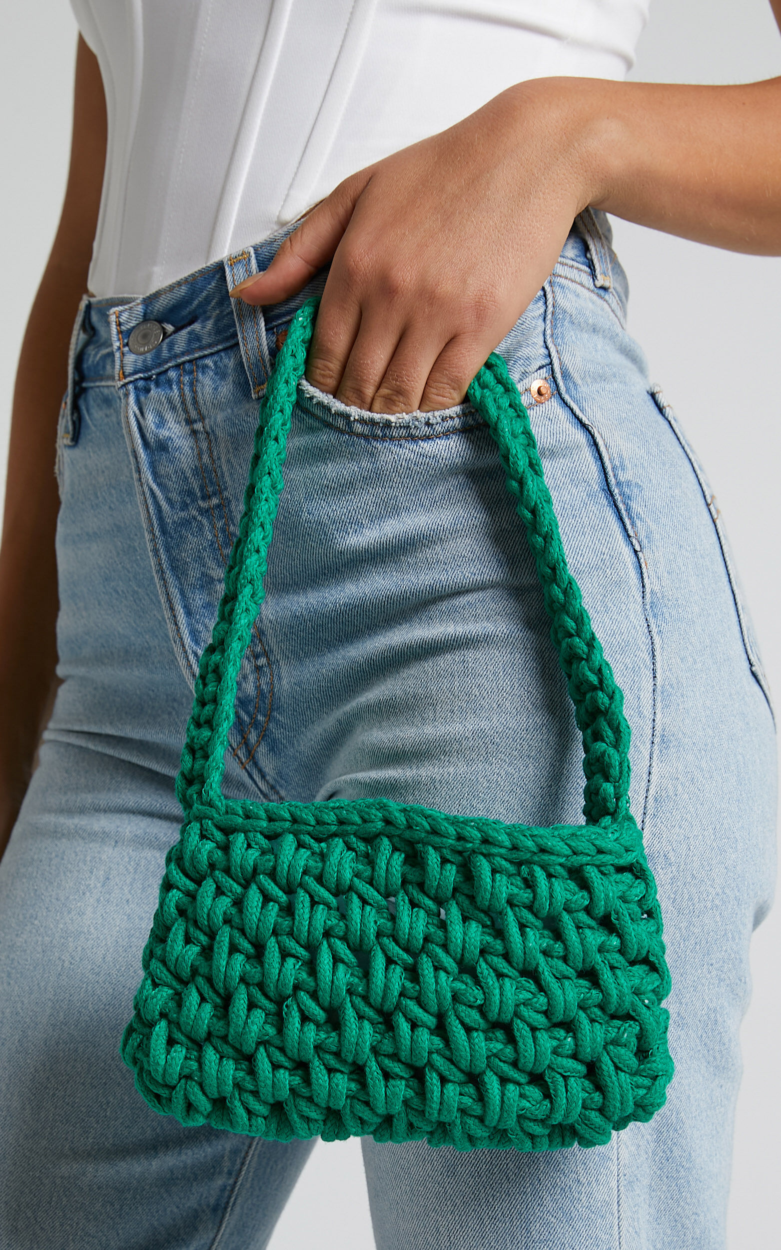 Phelissa Bag - Crochet Shoulder Bag in Green - NoSize, GRN1, super-hi-res image number null