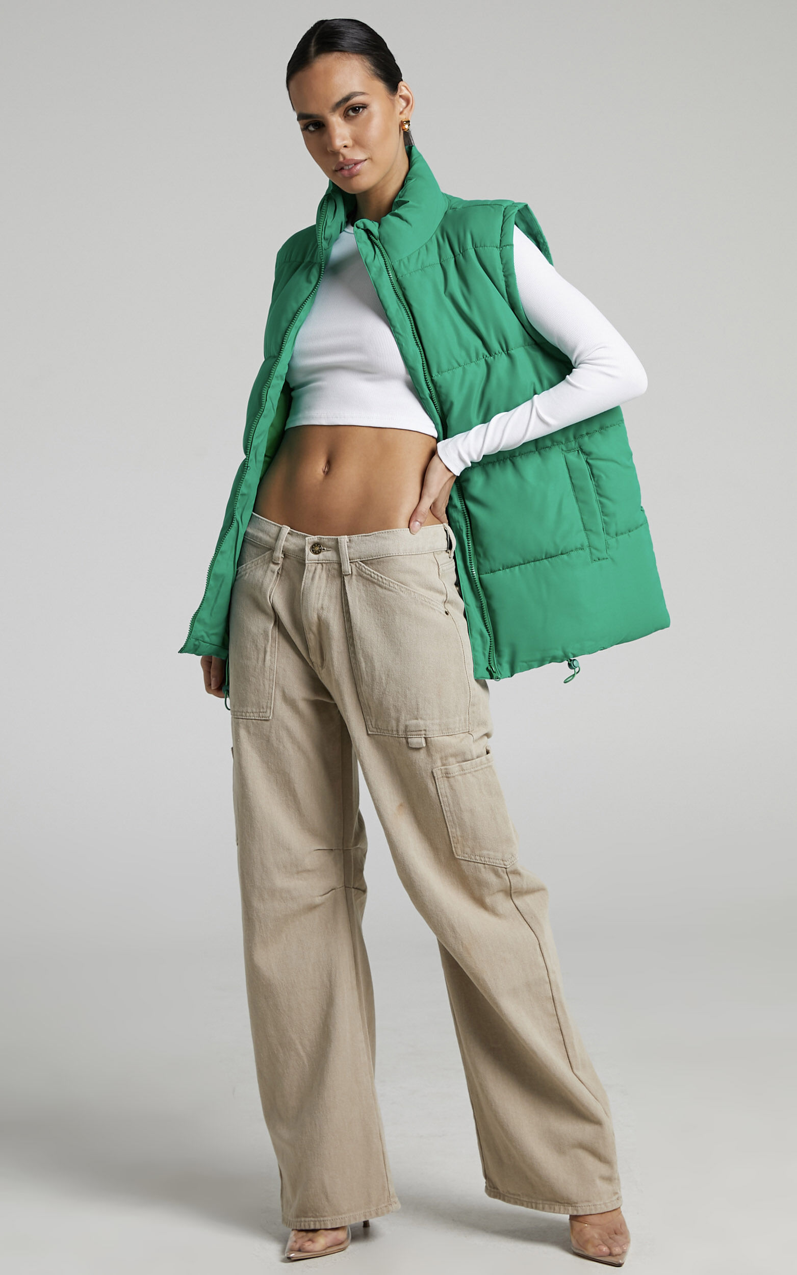 Alexei Longline Puffer Vest in Green - 06, GRN2, super-hi-res image number null