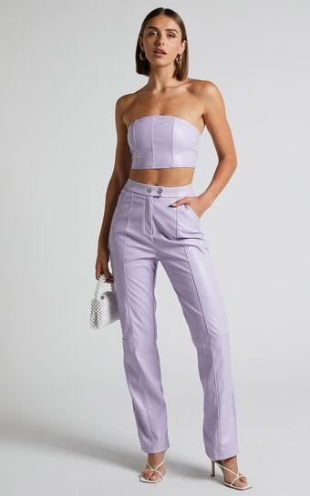 4th & Reckless - Tropez Leather Trouser in Lilac