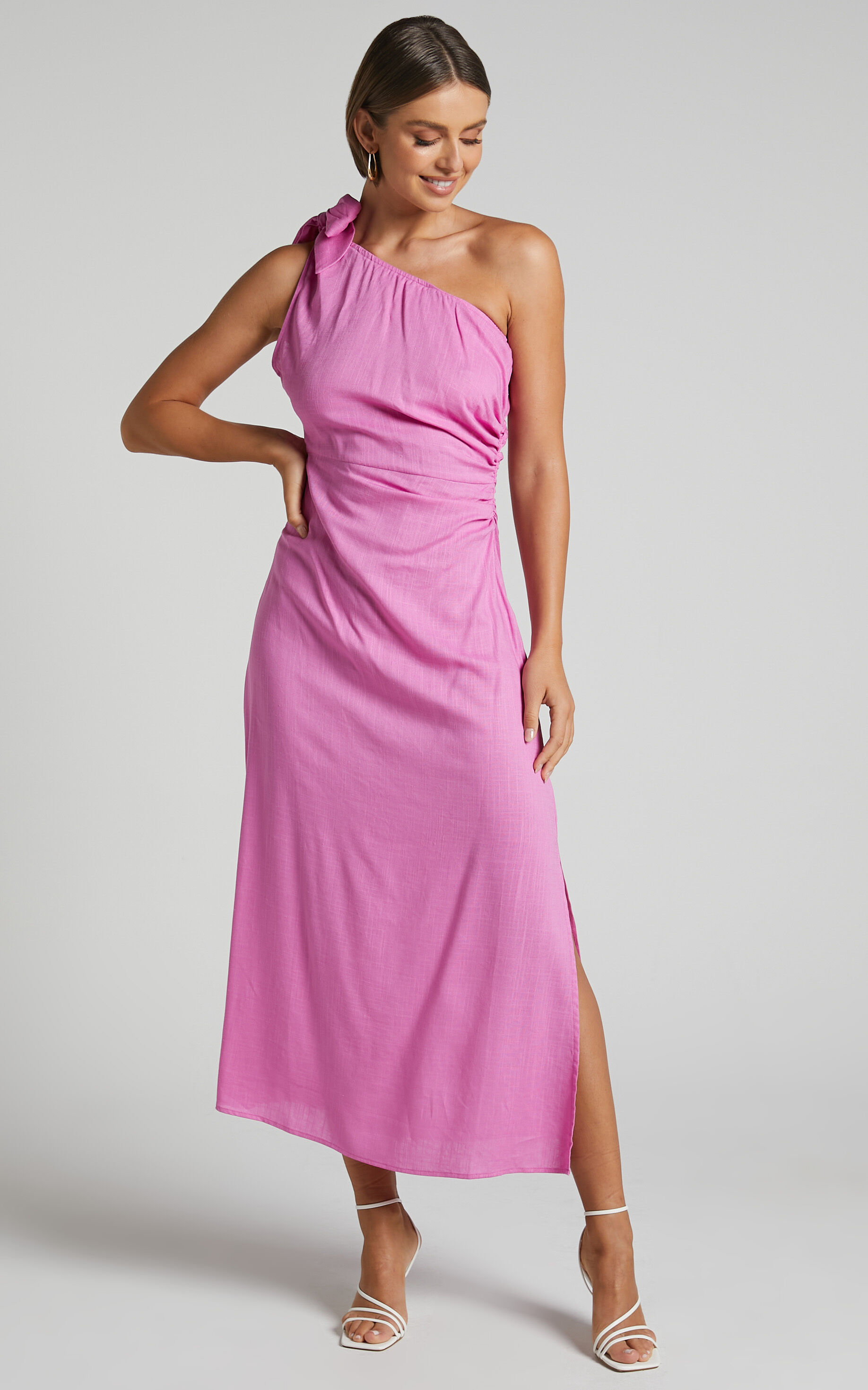 Kiada Maxi Dress - One Shoulder Gathered Dress in Orchid - 06, PRP1, super-hi-res image number null