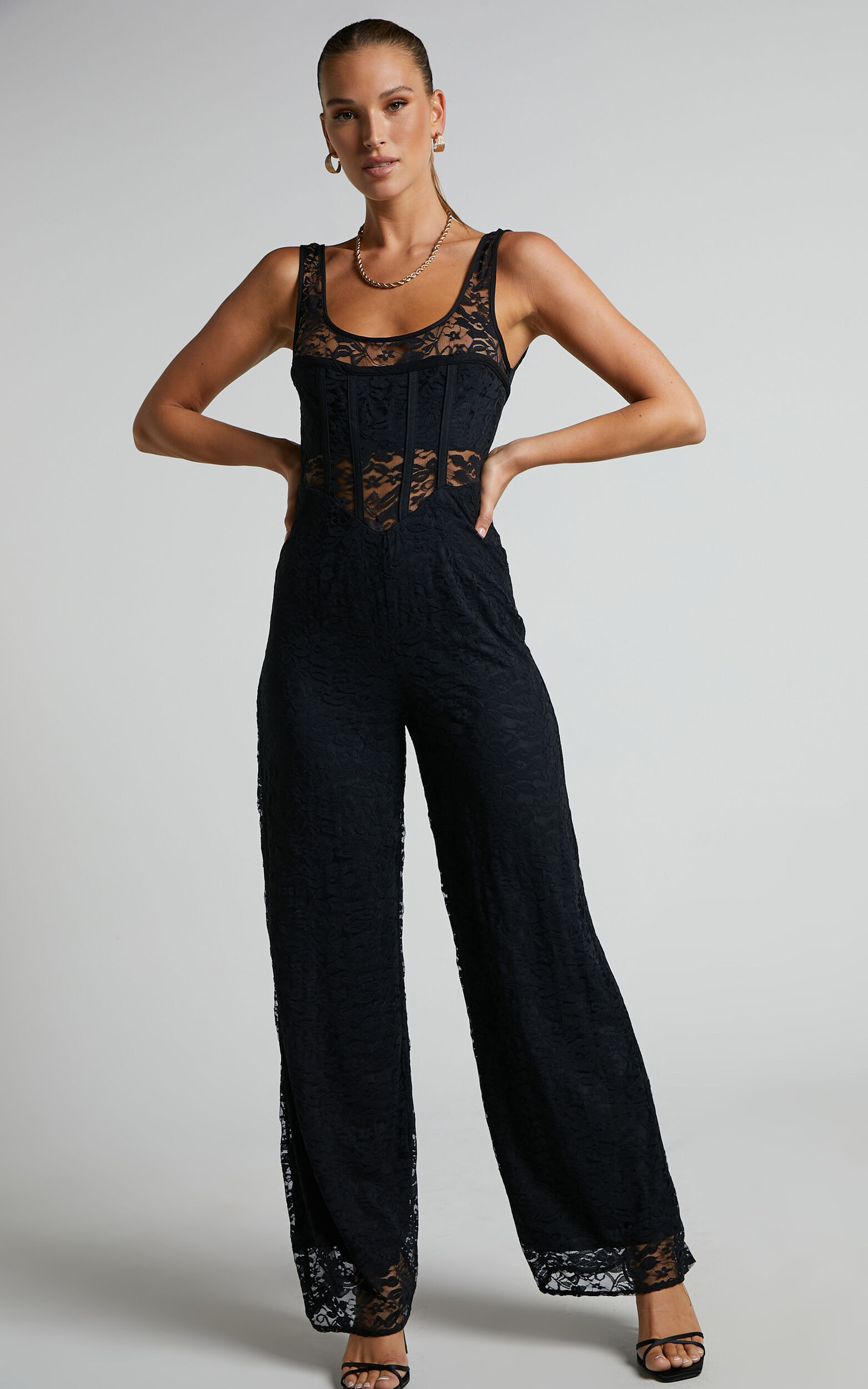 RUNAWAY THE LABEL - MAE LACE JUMPSUIT in Black | Showpo USA