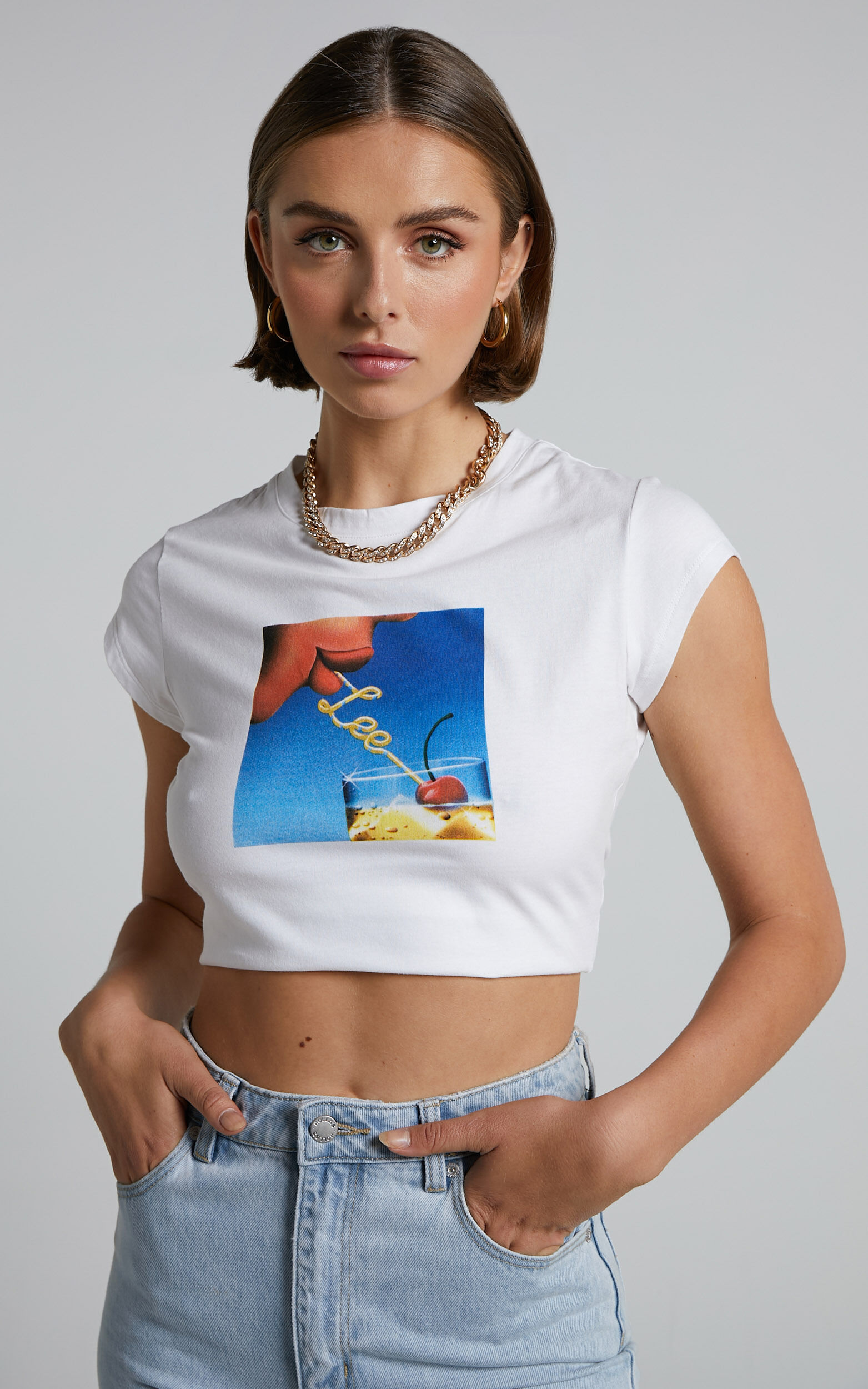 Lee - 90s Baby Tee in Cherry Bomb - L, WHT1, super-hi-res image number null