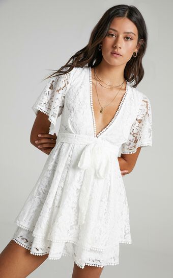 Do You Miss Me Dress in White Lace