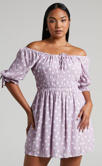 Charlie Holiday - Valentine Dress in Lilac Spot