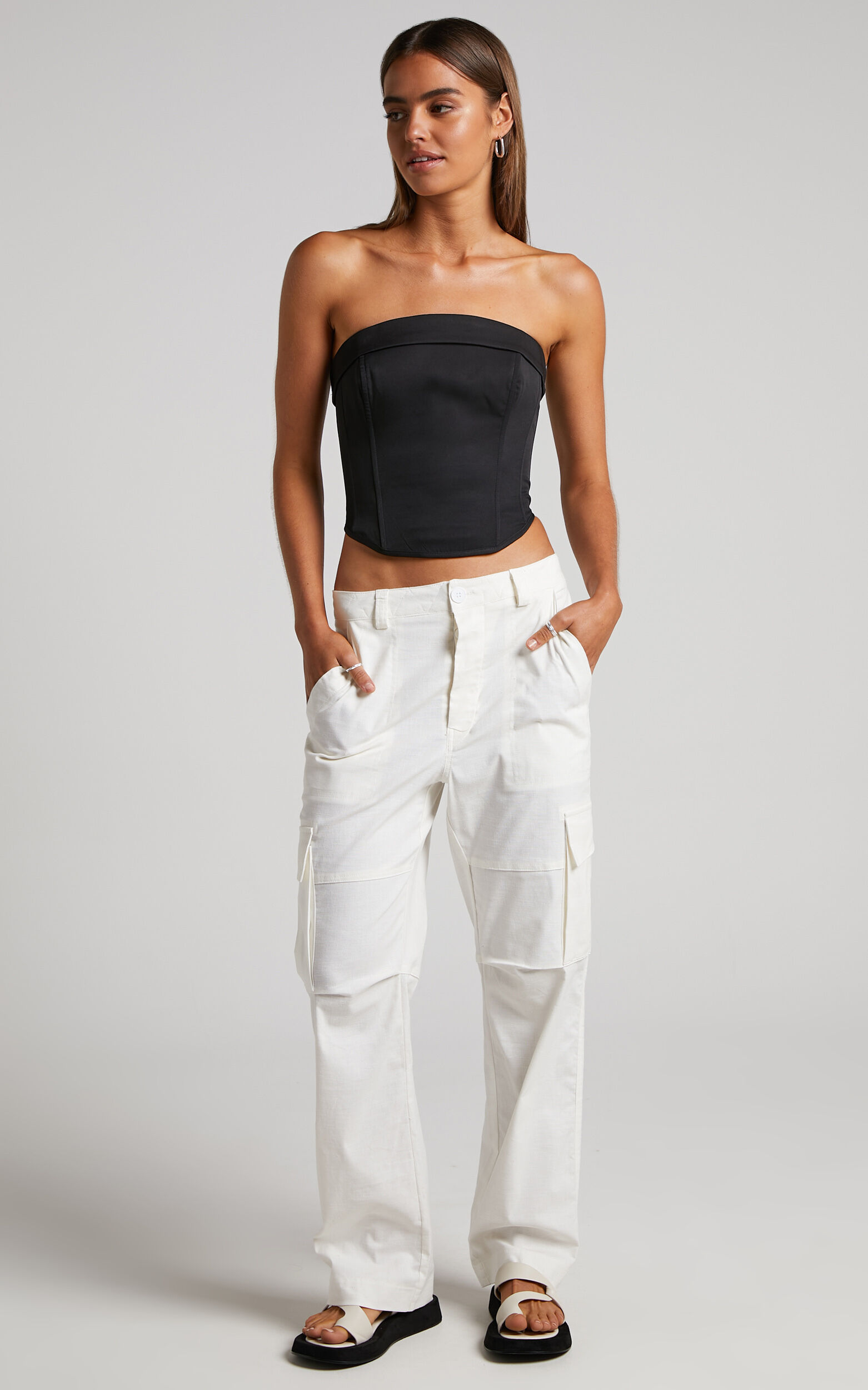 Reveey Pants - Low Rise Cargo Pants in White - 04, WHT1, super-hi-res image number null