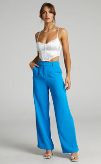 Bonnie Tailored Wide Leg Pants in Blue