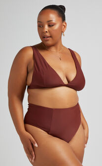 Alon Recycled Nylon High Waisted Bottoms in Chocolate