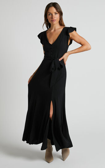Vance Midaxi Dress - Open Back Dress in Black